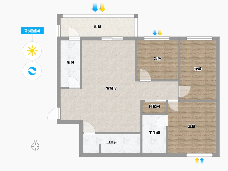 北京-北京市-国际港-100.00-户型库-采光通风