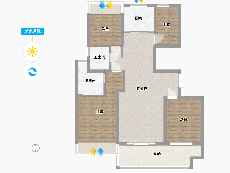 江苏省-镇江市-珑蟠里131-102.00-户型库-采光通风