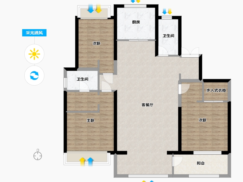 河南省-三门峡市-锦绣家苑-124.00-户型库-采光通风