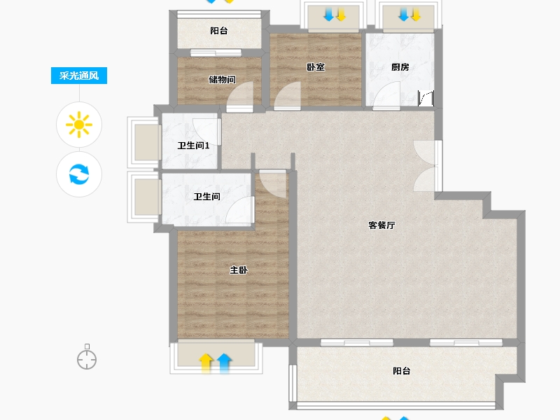 安徽省-淮南市-蜀溪湾-99.00-户型库-采光通风