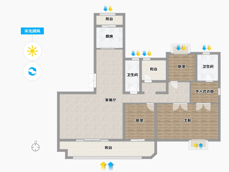 重庆-重庆市-首创·天阅嘉陵-144.00-户型库-采光通风