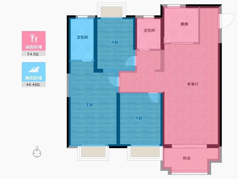 江苏省-盐城市-奥园公园悦府-88.00-户型库-动静分区