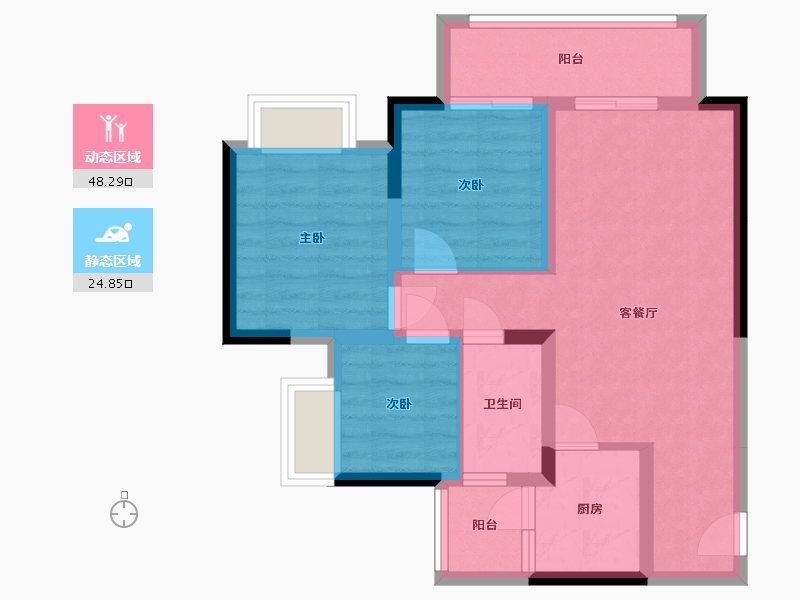 重庆-重庆市-御华兰亭-68.37-户型库-动静分区