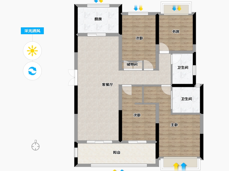 安徽省-宿州市-御景澜庭-128.00-户型库-采光通风