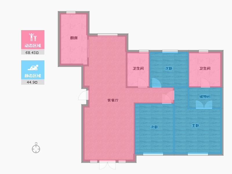 江苏省-南通市-万濠山庄-121.00-户型库-动静分区