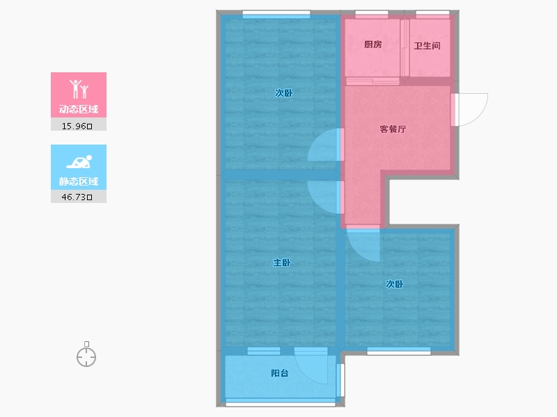 浙江省-杭州市-塘河南村-55.00-户型库-动静分区