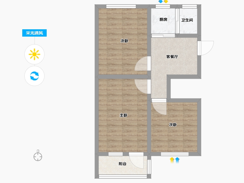 浙江省-杭州市-塘河南村-55.00-户型库-采光通风