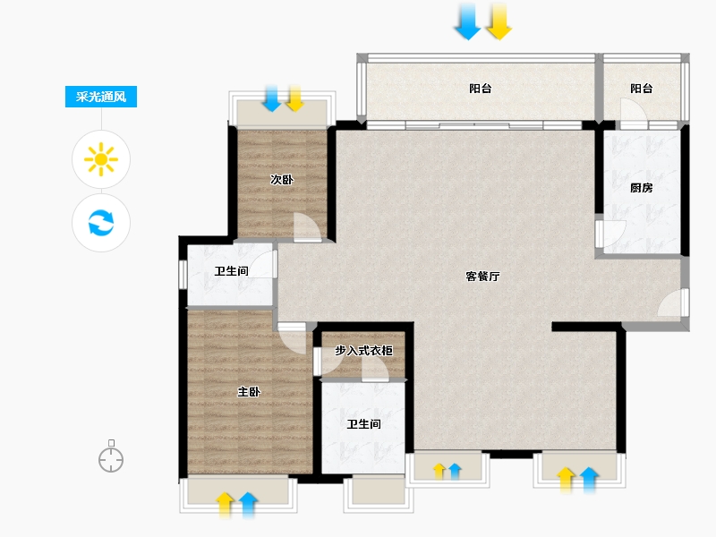 四川省-成都市-电建地产洺悦府-120.00-户型库-采光通风