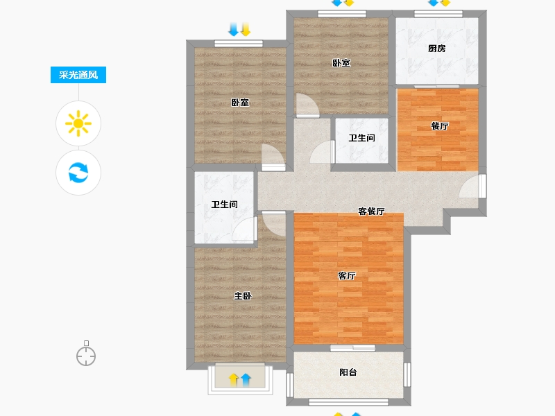 河北省-石家庄市-盛华园-124.00-户型库-采光通风