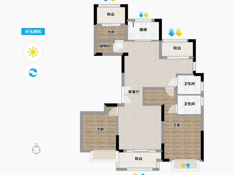 浙江省-嘉兴市-万城·雅苑-100.00-户型库-采光通风