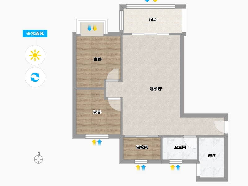 广东省-广州市-顺景-80.64-户型库-采光通风