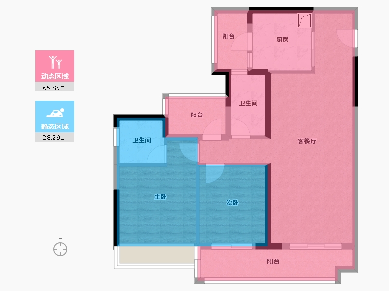 广东省-韶关市-碧桂园太阳城-85.00-户型库-动静分区