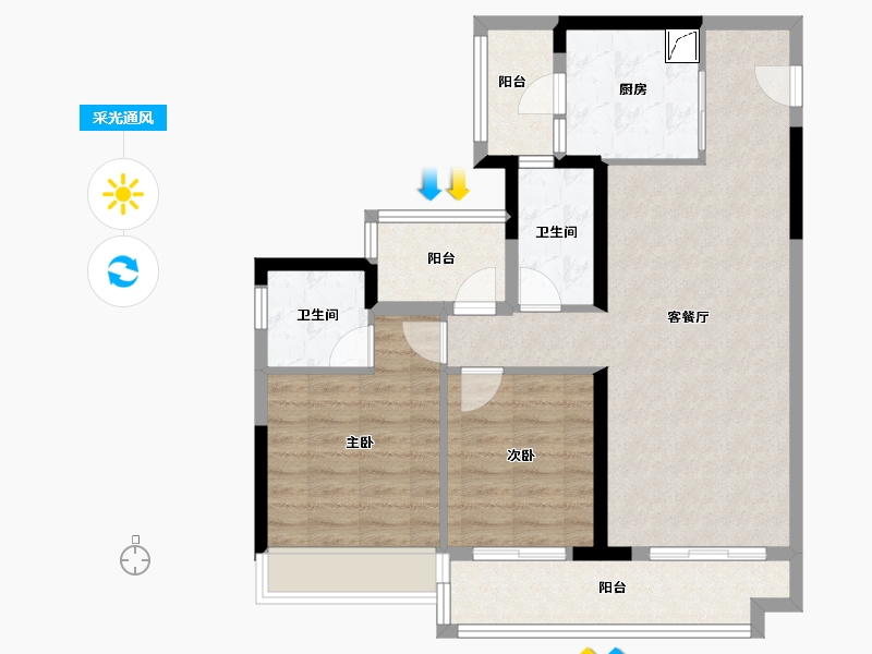 广东省-韶关市-碧桂园太阳城-85.00-户型库-采光通风