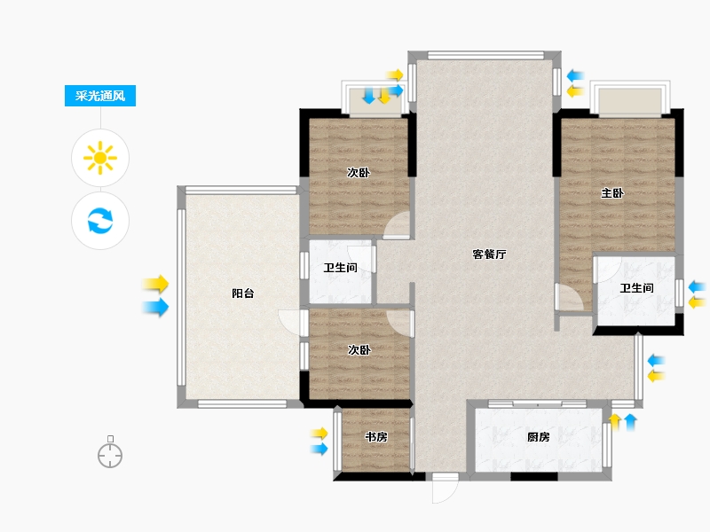 湖南省-长沙市-钱隆世家-99.74-户型库-采光通风