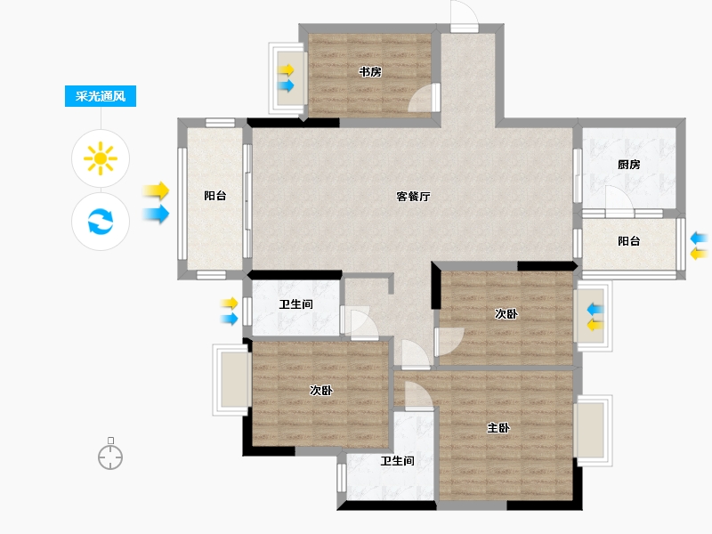 广西壮族自治区-梧州市-学府一号-119.00-户型库-采光通风