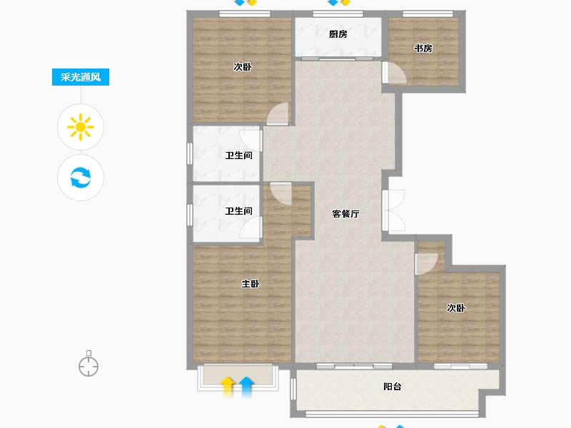 山东省-潍坊市-中房爱悦城-141.00-户型库-采光通风