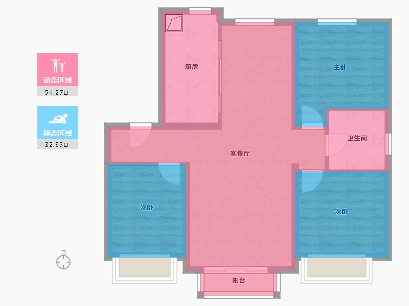 黑龙江省-哈尔滨市-汇智五洲城-80.00-户型库-动静分区