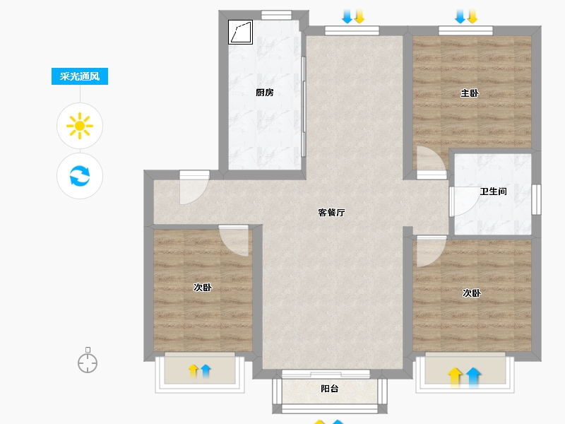 黑龙江省-哈尔滨市-汇智五洲城-80.00-户型库-采光通风