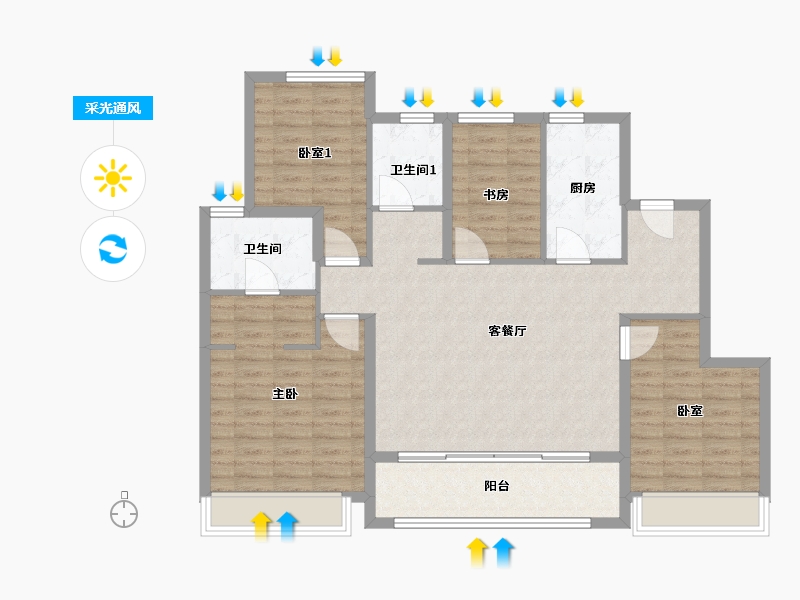 江苏省-无锡市-璞悦滨湖望-108.00-户型库-采光通风