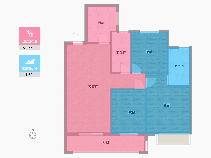 江苏省-苏州市-辉映时代-92.00-户型库-动静分区