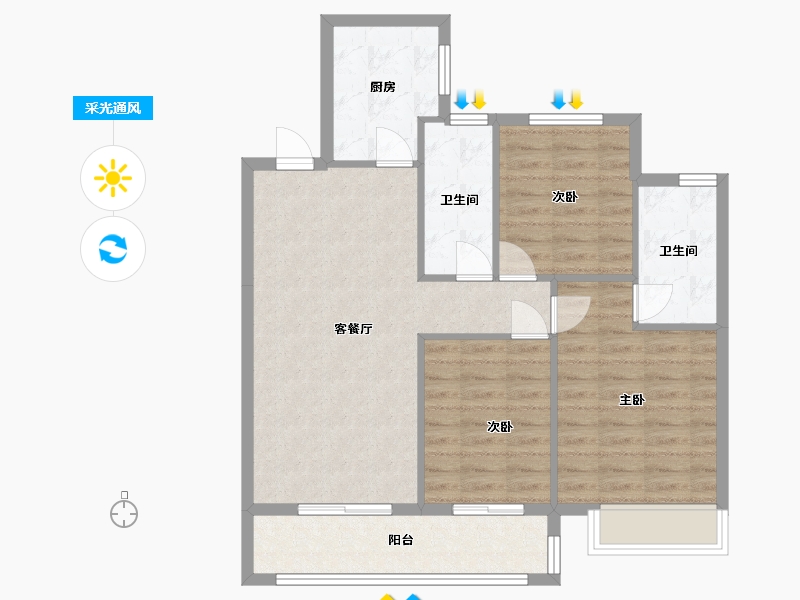 江苏省-苏州市-辉映时代-92.00-户型库-采光通风