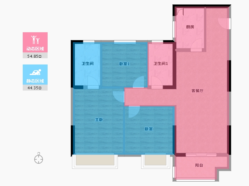 浙江省-嘉兴市-旭辉M梦想城-89.00-户型库-动静分区