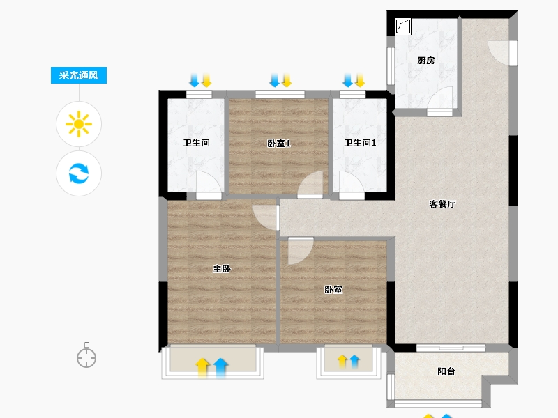 浙江省-嘉兴市-旭辉M梦想城-89.00-户型库-采光通风