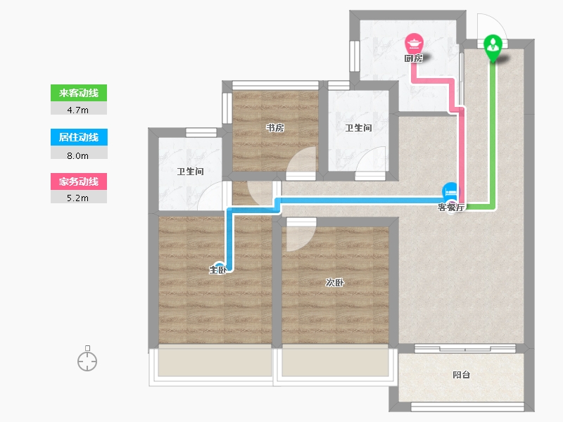 浙江省-杭州市-阳光城东原印江滨-78.00-户型库-动静线