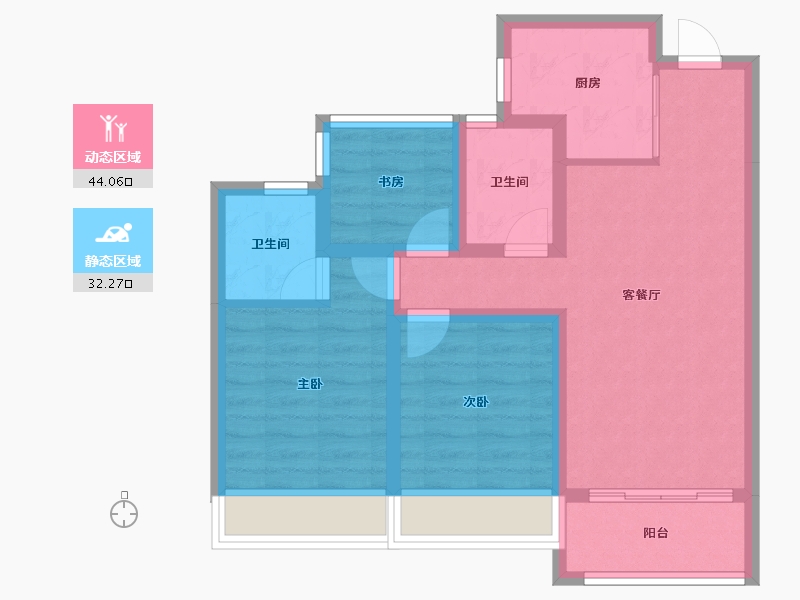 浙江省-杭州市-阳光城东原印江滨-78.00-户型库-动静分区