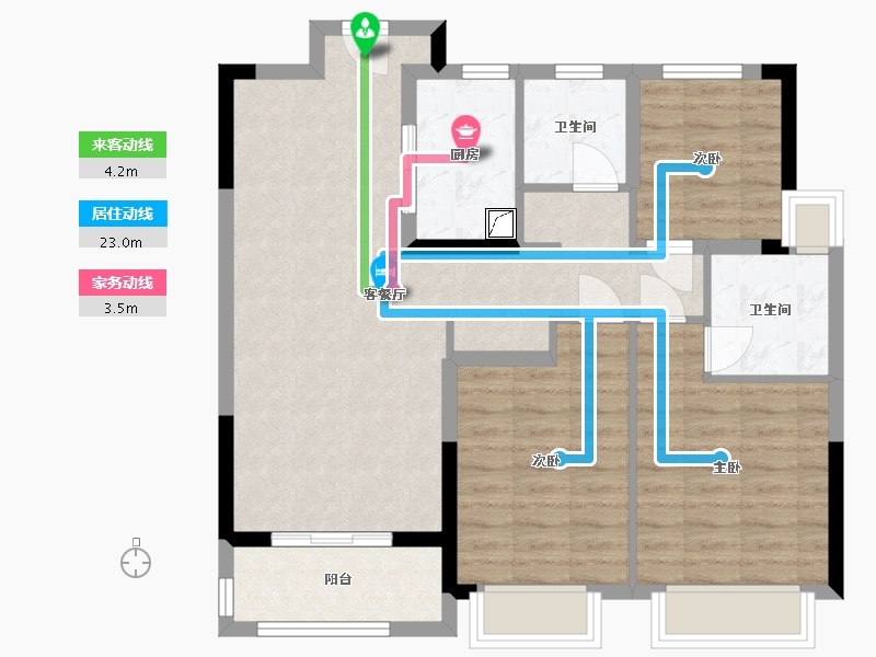 江苏省-苏州市-瑧望花园-84.07-户型库-动静线