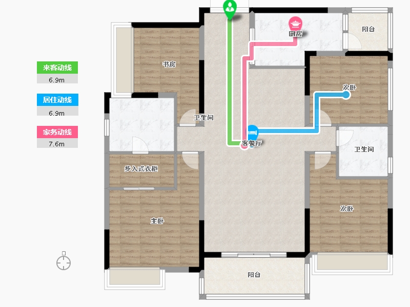 四川省-成都市-人居璟云庭户型图-153.00-户型库-动静线