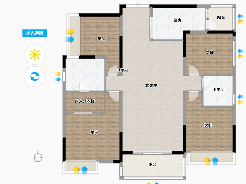 四川省-成都市-人居璟云庭户型图-153.00-户型库-采光通风