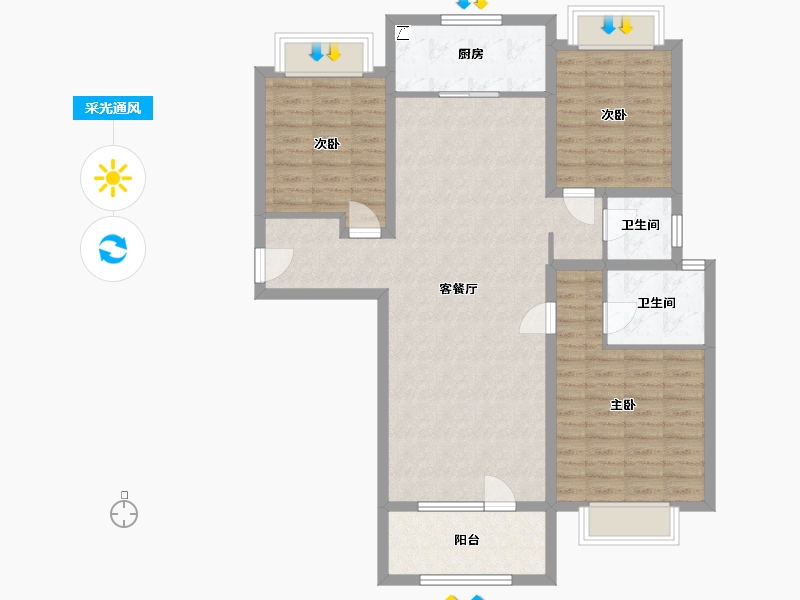 山东省-济宁市-瑞马名门-103.00-户型库-采光通风