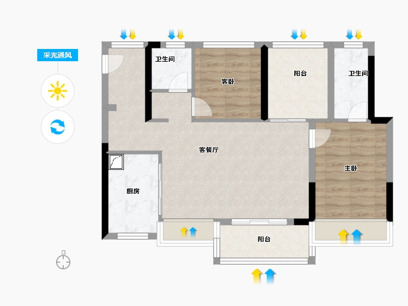 广东省-广州市-佳兆业悦峰-71.02-户型库-采光通风