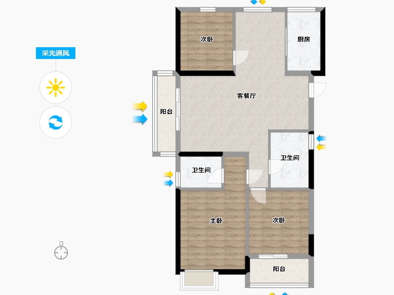 浙江省-杭州市-海潮雅苑2园-100.00-户型库-采光通风