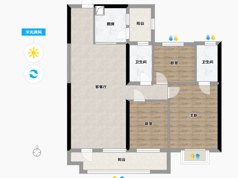 辽宁省-沈阳市-碧桂园·大城印象-100.00-户型库-采光通风