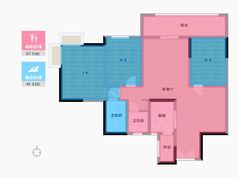 陕西省-汉中市-汉源新城-107.00-户型库-动静分区