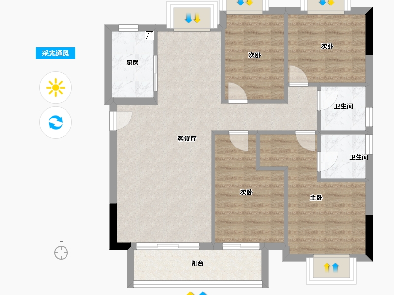 福建省-龙岩市-城发雅郡-75.00-户型库-采光通风