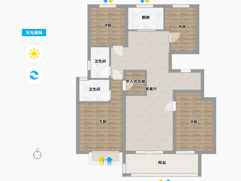 浙江省-湖州市-金都样样红-116.60-户型库-采光通风