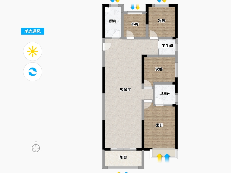 河南省-郑州市-鑫苑国际新城-109.85-户型库-采光通风