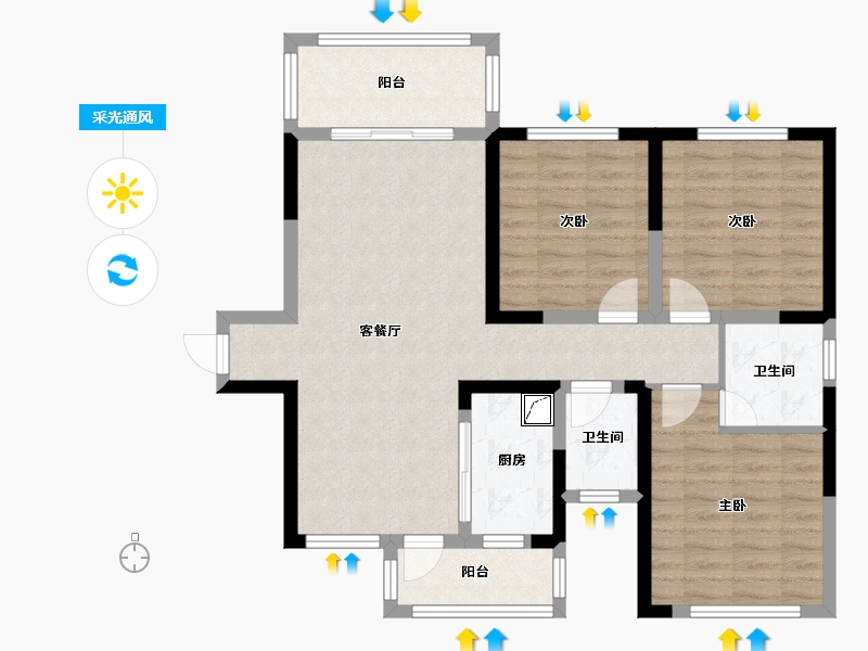 四川省-绵阳市-品润枫景台-125.00-户型库-采光通风