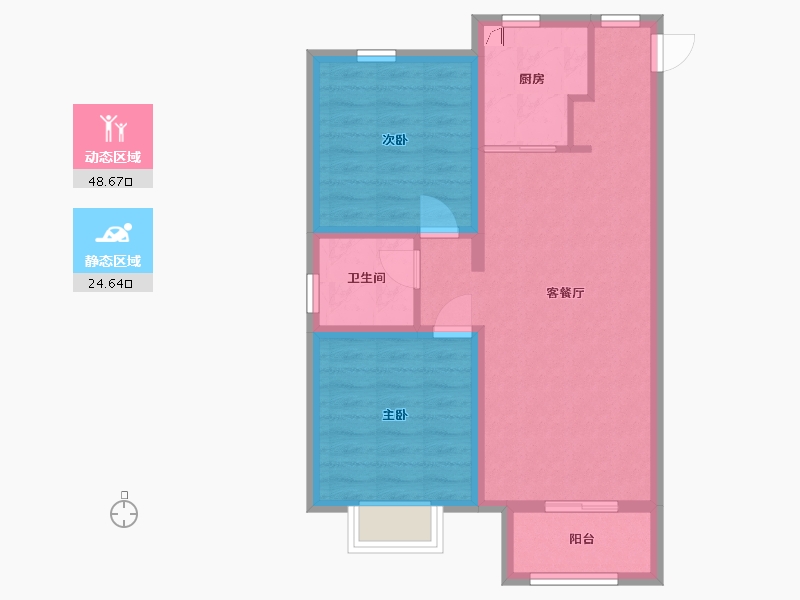 内蒙古自治区-呼和浩特市-呼和浩特亿利生态城-73.12-户型库-动静分区