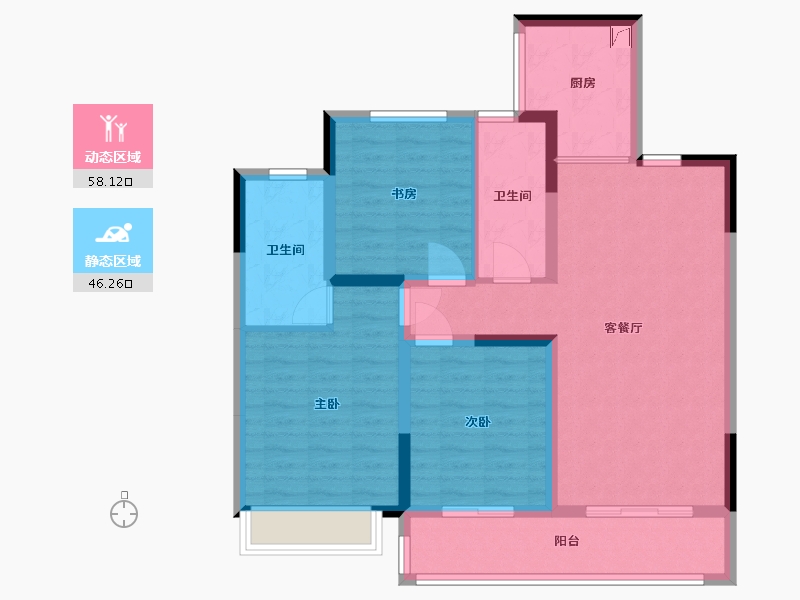 江苏省-苏州市-辉映时代-93.00-户型库-动静分区