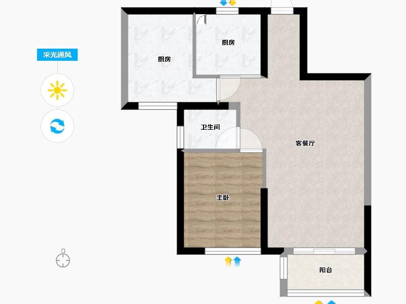 湖南省-长沙市-东方新城-65.00-户型库-采光通风