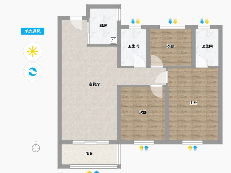 湖北省-武汉市-万科汉口传奇-99.00-户型库-采光通风