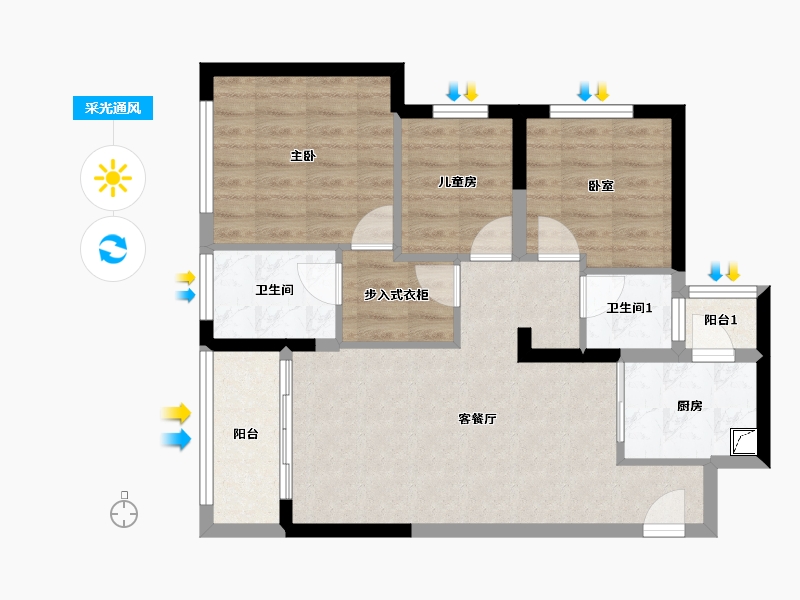 广东省-深圳市-麟恒中心广场-68.00-户型库-采光通风