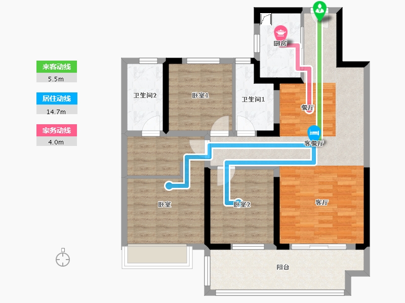 河南省-洛阳市-宜阳银润中央广场-99.83-户型库-动静线