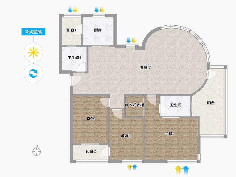 安徽省-合肥市-新华学府春天-119.16-户型库-采光通风