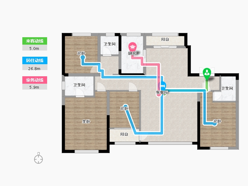 宁夏回族自治区-银川市-福泽尚豪苑-128.00-户型库-动静线