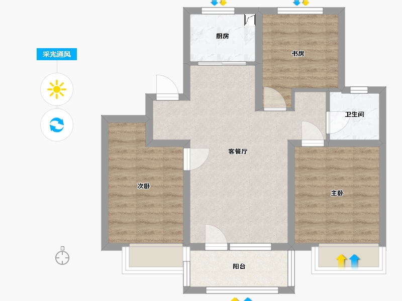 山东省-烟台市-星灿-65.00-户型库-采光通风